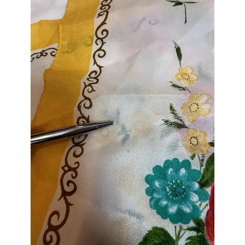 Vintage 50s Rayon Floral‎ Scarf Hand Rolled Edge WPL 10360 Made Japan 30